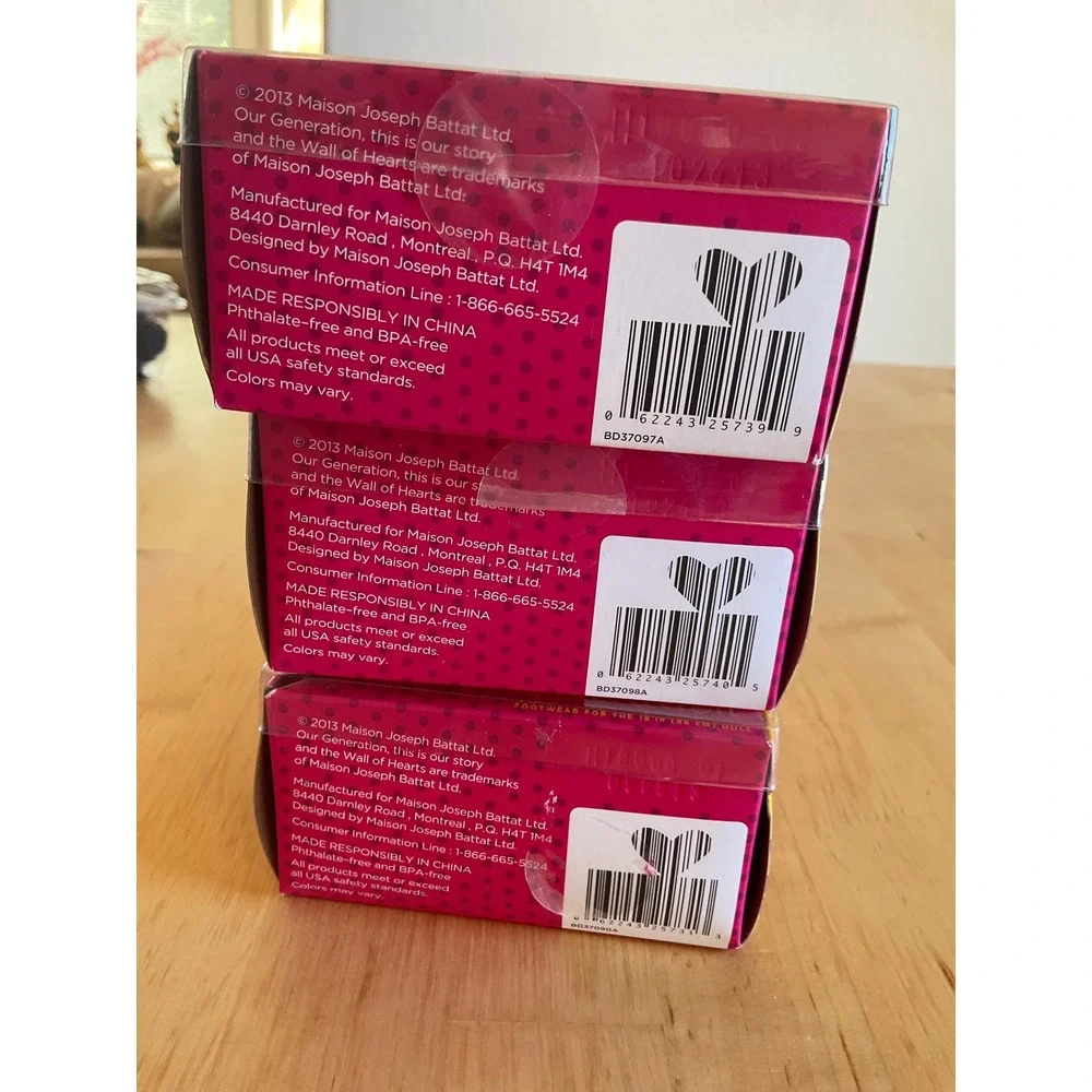 Our Generation 18in Doll Shoe Bundle Run the Show Ruby Reds Petal Toes 3 Pairs